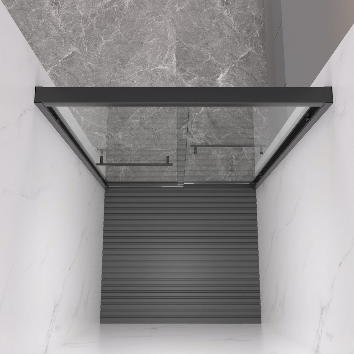 44-48'x72" Aluminum Frame Double Sliding Shower Door, Bypass Bathroom Sliding Door with Premium 5/16" Clear Tempered Glass