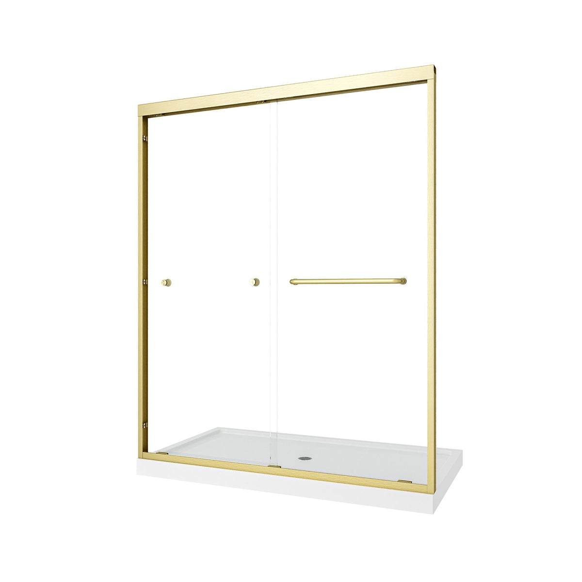 55'-60" W x 72" H Brushed Gold Reversible Installation Double Bypass Sliding Shower Door, Aluminium Alloy Frame