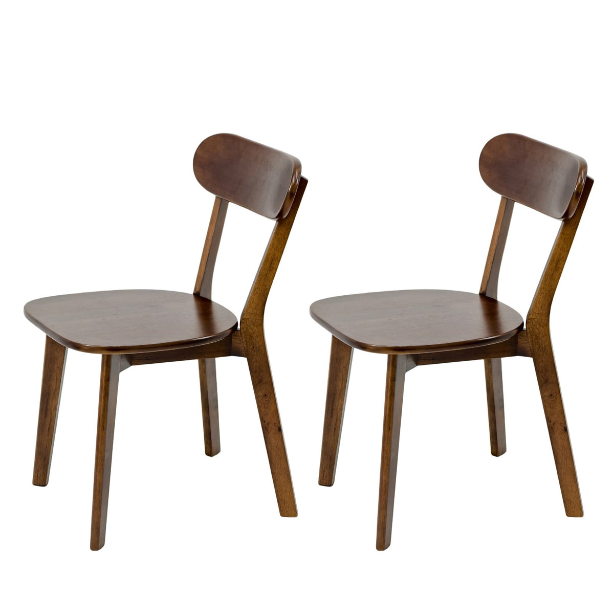 100% Natural Solid Wood Dining Chairs Set of 2, Mid Century Modern Dining Chairs with Curved Backrest