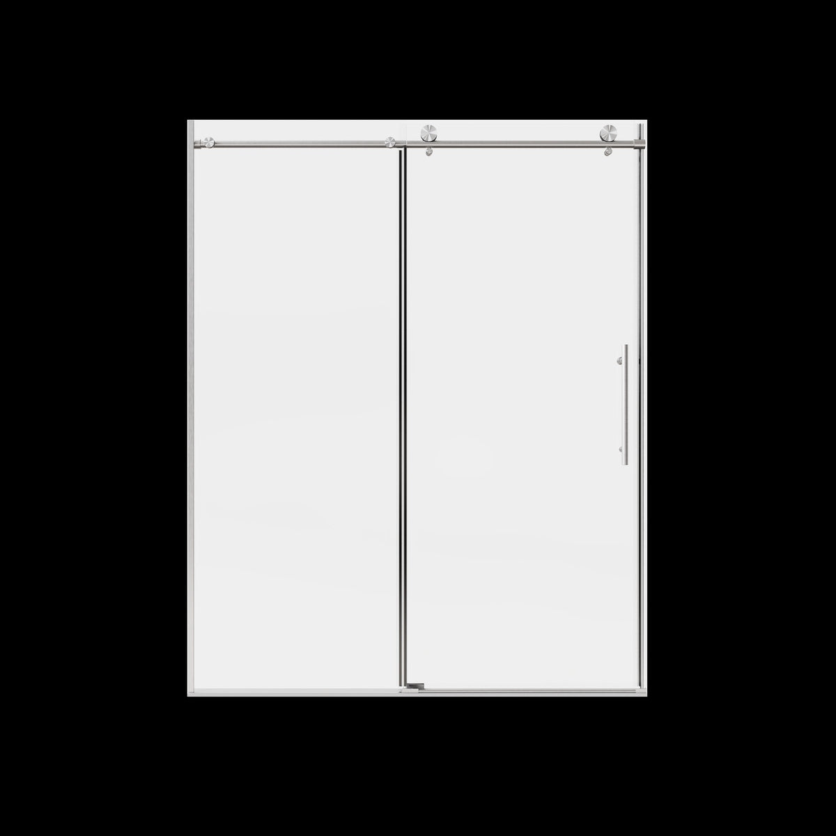 56-60" W * 76" H Stainless Steel Round Tube Frameless Single Sliding Shower Door, 1/4'-thick SGCC Clear Tempered Glass Door – Brushed Nickel