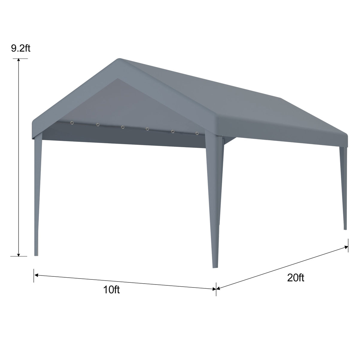 10x20ft Carport Replacement Canopy Cover, Waterproof & UV Protected Tarp with 72 Elastic Buckles Suit for Garage Shelter – Model W465P204143