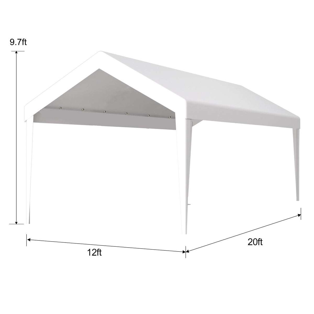 12x20ft Carport Replacement Canopy Cover, Waterproof & UV Protected Tarp with 76 Elastic Buckles Suit for Garage Shelter – Model W465P204150