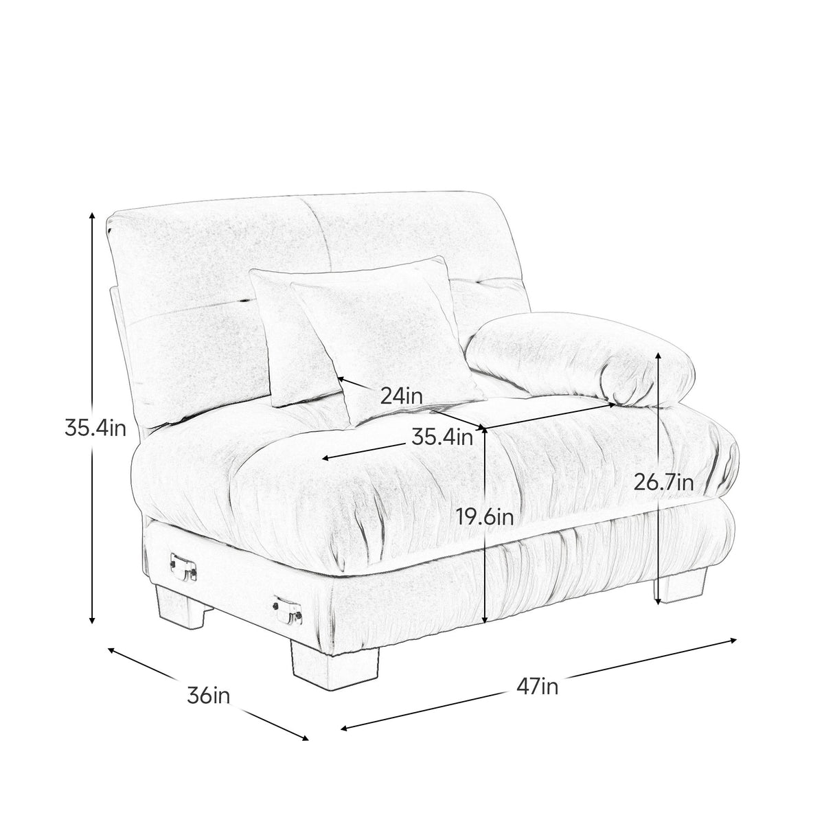 27 Sofa RSF W/2 pillows - Light Coffee