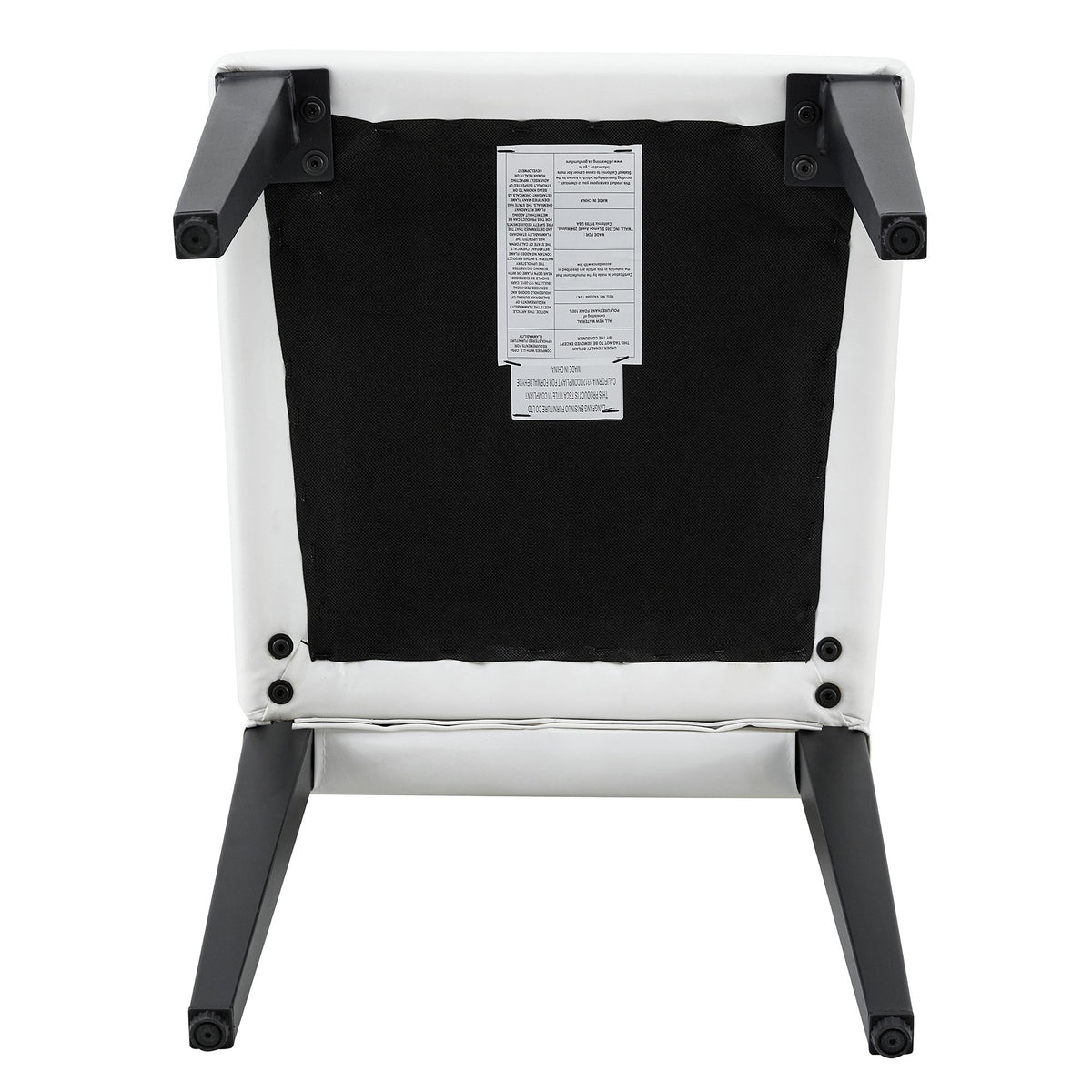 4-pack white PU dining chairs: ergonomic buckle backrest, 35 inches high, black metal legs