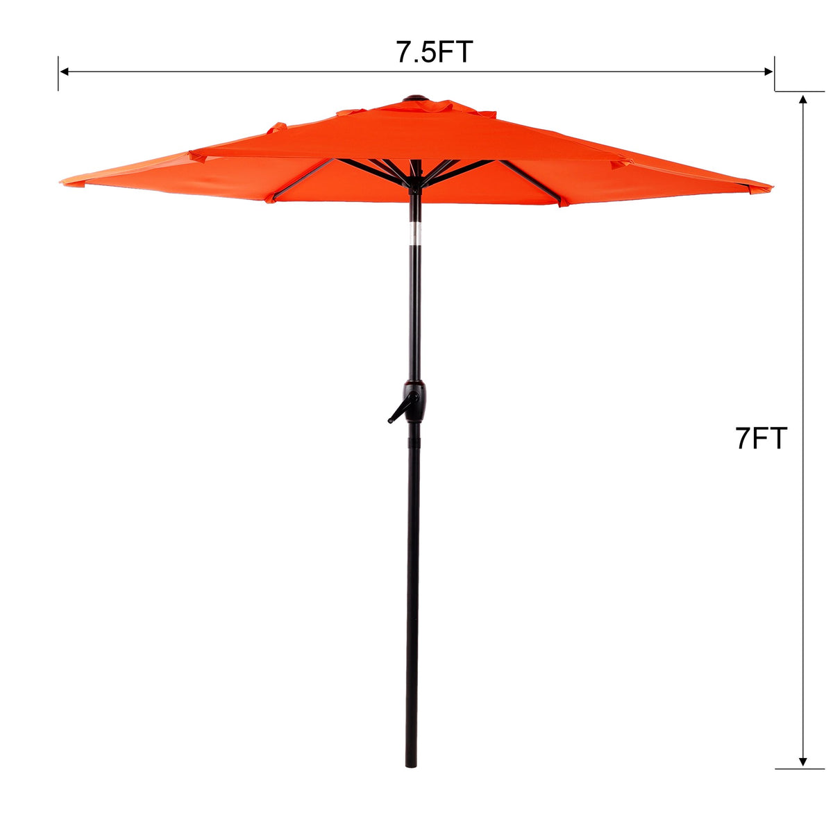 7.5 FT Patio Umbrella, Outdoor Market Yard Umbrella, Sun Shade Umbrella with Push Button Tilt and Crank Mechanism – Orange