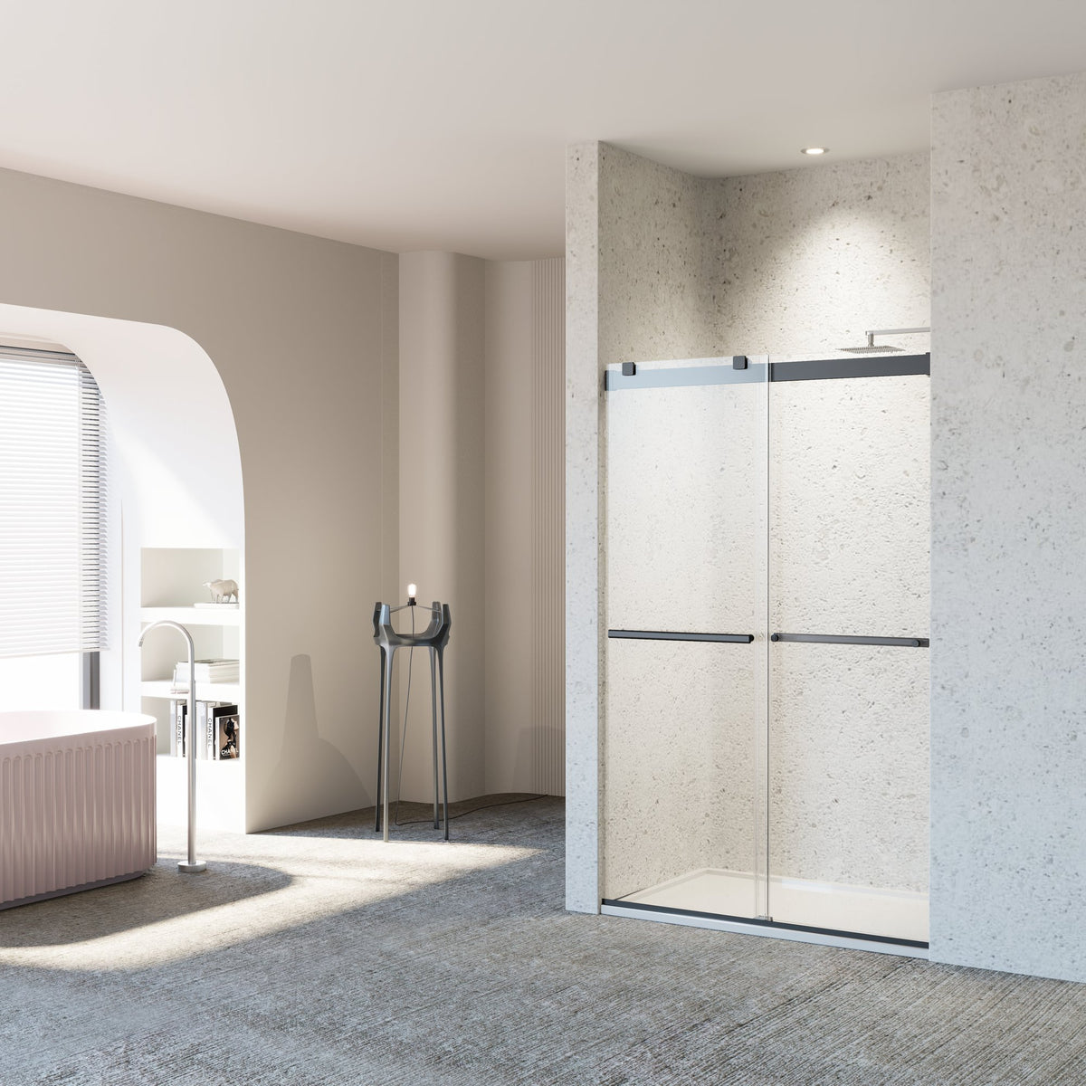 46-48" W * 76" H Frameless Double Sliding Soft-Close Shower Door, Bathroom Sliding Shower Door, 5/16" Thick SGCC Tempered Glass Door