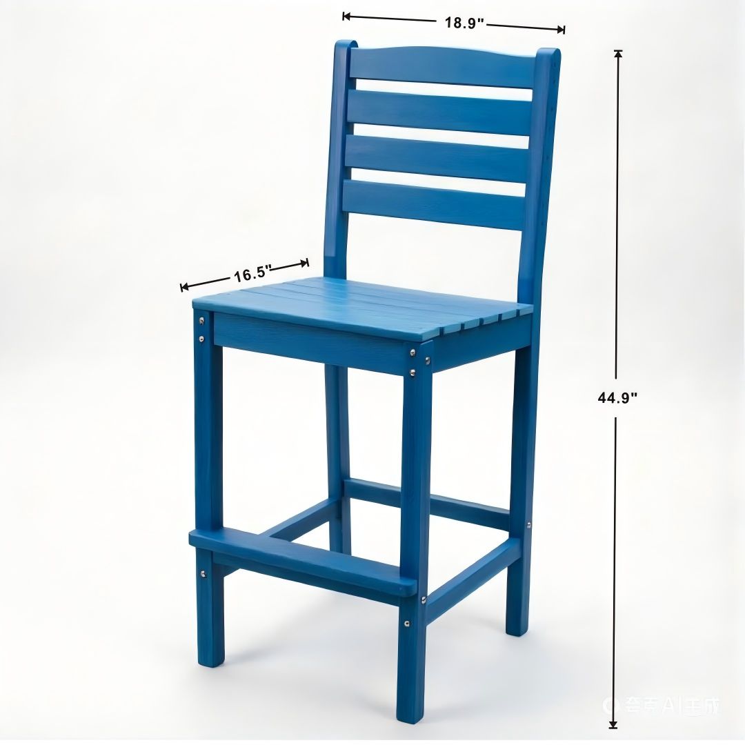 Outdoor Patio Bar Height Chair, All-Weather HDPE Tall Balcony Adirondack Stools for Bistro, Garden, Backyard, Deck