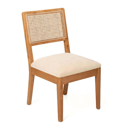 Set of 2 Rubber Wood Dining Chairs, 18.5inch Compact Upholstered Fabric Kitchen Chairs for Small Spaces, Modern Dining Room Chairs for Home, Cafe, Ergonomic Design, Sturdy Frame, Easy to Clean