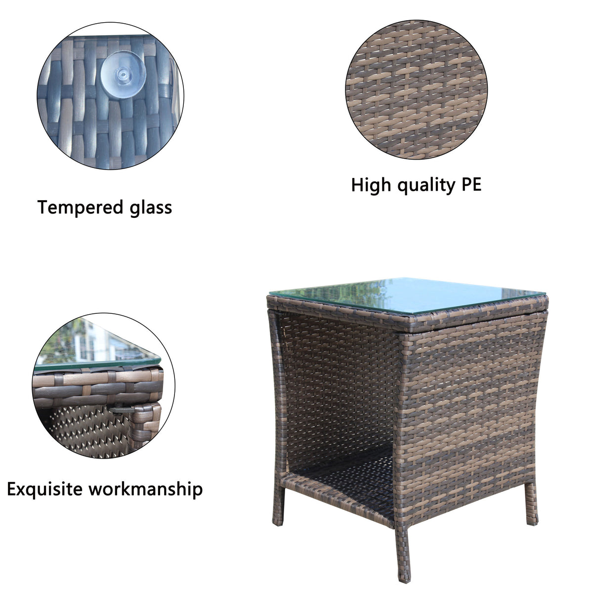Outdoor patio Furniture 1 Coffee Table with clear tempered glass – Model W20967009