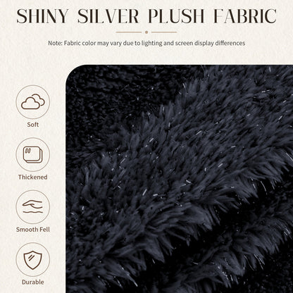 Starry Sky 4FT bean bag chair,Plush Fabric with Lurex,Shiny Silver Thread Faux Fur Plush,memory foam filling,round sofa for living room, bedroom, college dorm.