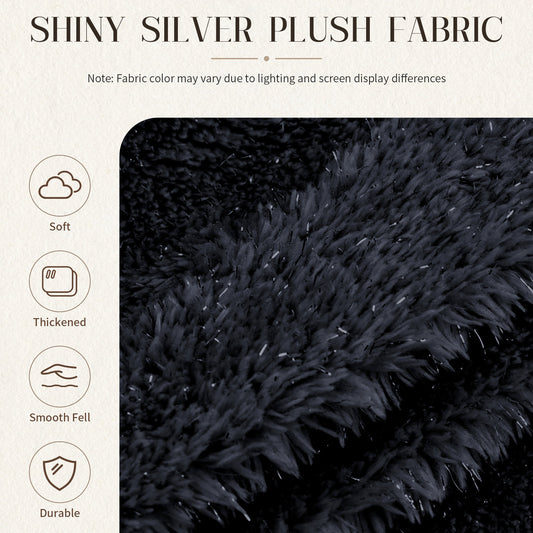 Starry Sky 4FT bean bag chair,Plush Fabric with Lurex,Shiny Silver Thread Faux Fur Plush,memory foam filling,round sofa for living room, bedroom, college dorm.