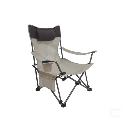 Outdoor Camping Chairs Folding/Portable/Adjustable reclining chair(Three-level adjustment), Side Pockets & Cup Holder,Carry Bag,Beige