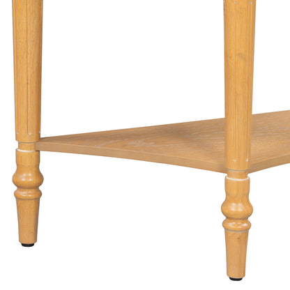 TREXM Farmhouse Half Moon Console Table with Drawer & Shelf - Rustic Accent Table, Sofa Table, Hallway and Foyer (Natural)