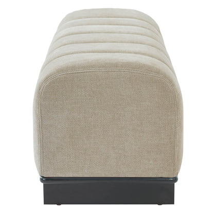 Modern Indoor Dining Bench in Oatmeal Chenille with Rubber Wood and Plywood Frame, 250lbs Capacity, Comfortable Seating for Dining Room or Living Area