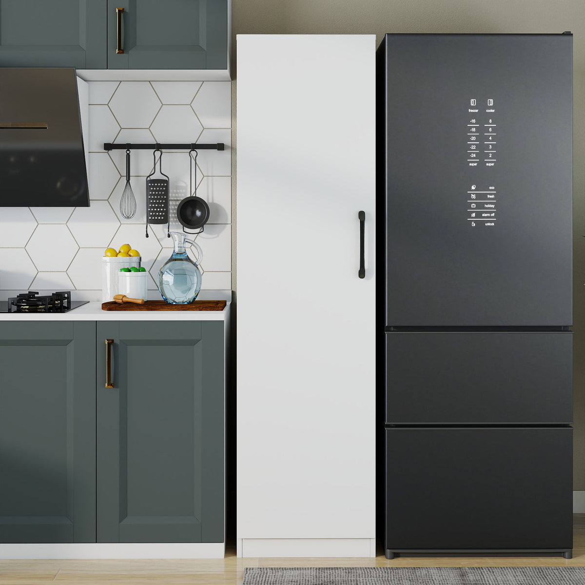 Tall Slim Pantry Storage Cabinet, Freestanding Single-Door Kitchen Cupboard with 6 Pull-Out Drawers, Narrow Food Storage Organizer for Kitchen, Dining Room