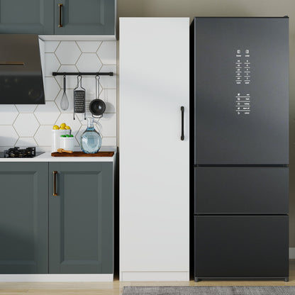 Tall Slim Pantry Storage Cabinet, Freestanding Single-Door Kitchen Cupboard with 6 Pull-Out Drawers, Narrow Food Storage Organizer for Kitchen, Dining Room