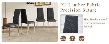 Modern Style Dining Chairs Set of 6 in Black, Essential for Minimalist Homes.Meeting Family Dining Needs, PU Material Seat