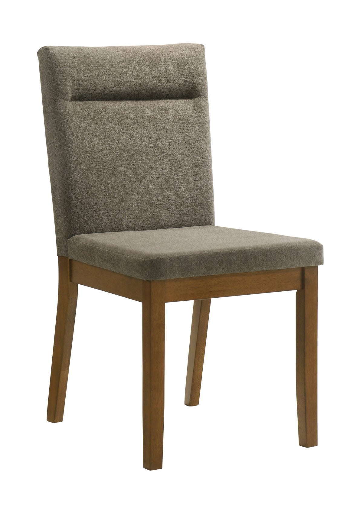 2pc Plush Tailored Side Chairs Upholstered Refined Neutral Gray Fabric Stylish Channel Tufted Accents Brown Finish Dining Room Wooden Furniture Brown