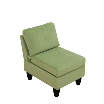 95.5 x 75 Inches Width Apple Green Modular L-Shaped Sectional Sofa 6-Seater 4-Piece Massa Flannel  Fabric Couch with Chaise