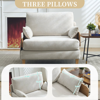 Foldable sofa bed recliner, 3-in-1 convertible sleeper, mid-century modern decor, suitable for small spaces, with three pillows, can be placed in the bedroom study room guest