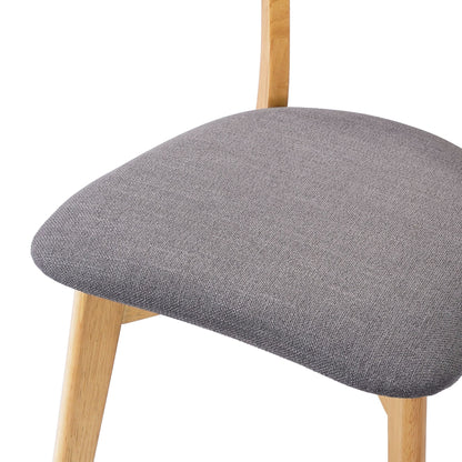 Mid-Century Walnut Finished Frame Upholstered Dining Chairs, Set of 2, Dark Grey+Natural