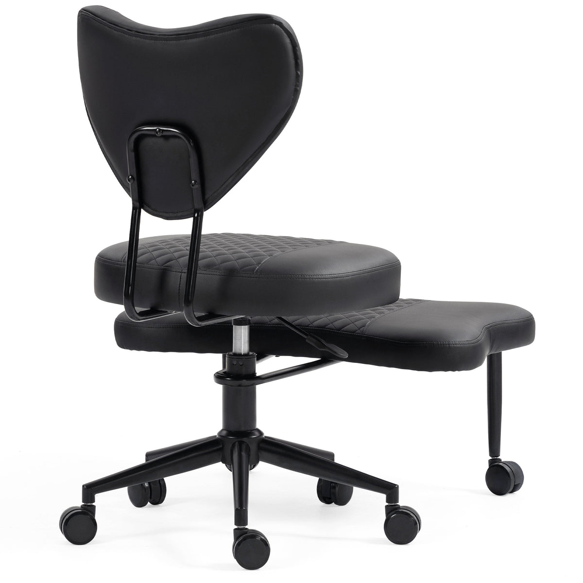 Meditation chair, an ergonomic cross-legged seating chair with lumbar support and a height-adjustable seat cushion, ideal for people engaged in high-intensity office work. Black