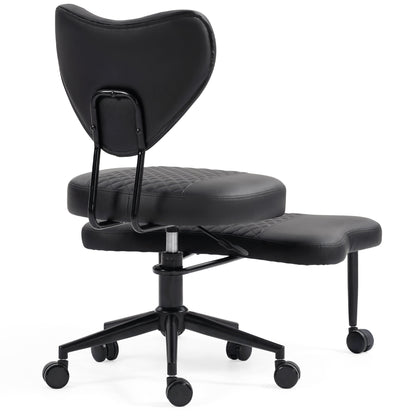 Meditation chair, an ergonomic cross-legged seating chair with lumbar support and a height-adjustable seat cushion, ideal for people engaged in high-intensity office work. Black