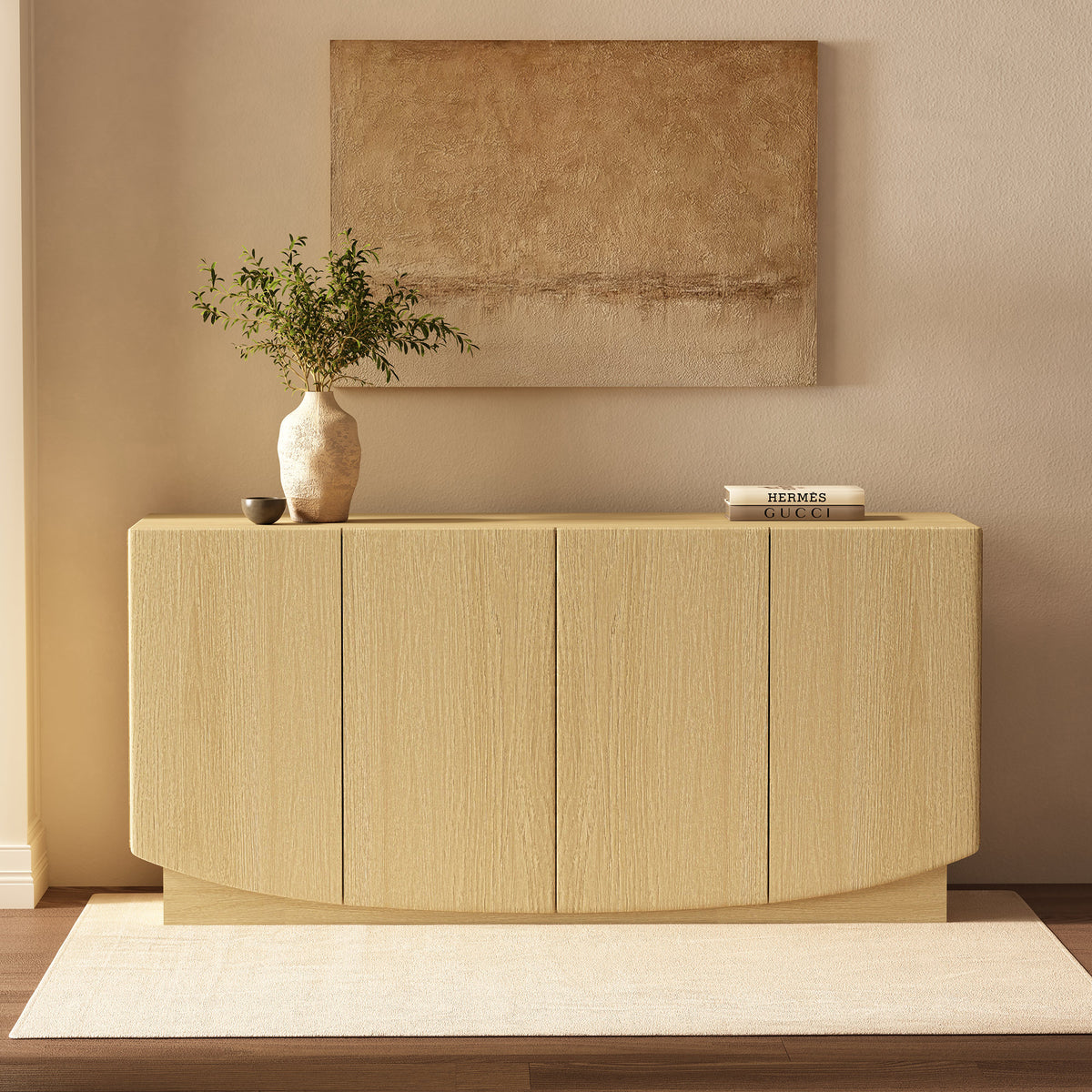 Manhattan Comfort Ardea 60" Sideboard in Natural Oak (4-Door)