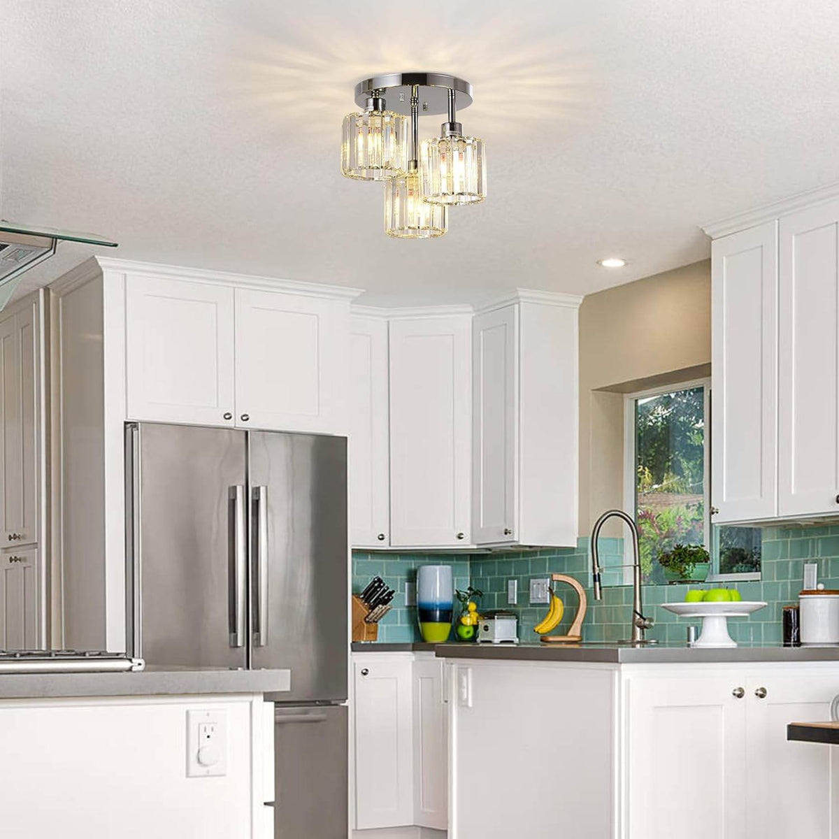 Semi Flush Mount Ceiling, 3-Light Kitchen Mount