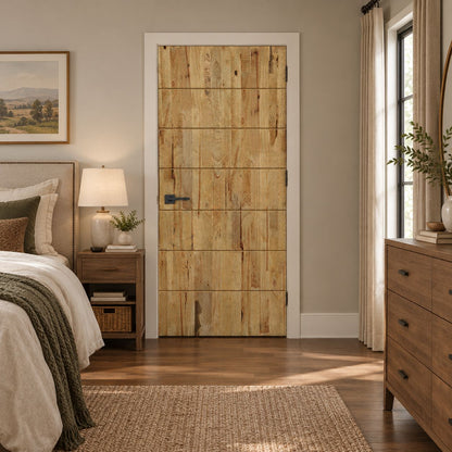 44 in. x 96 in. Hollow Core Weather Oak Stained Pine Wood Interior Door Slab