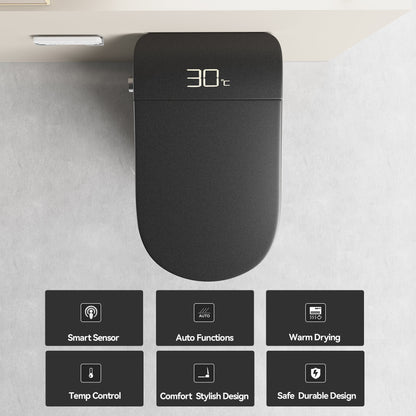 Smart Bidet Toilet with Auto Open/Close Seat, Warm Water Wash, Heated Seat, and Dryer in Black Ceramic, One-Piece Design