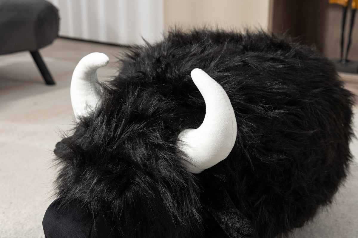 Harry the Buffalo Cow Storage Ottoman- Black
