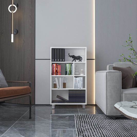 Bookcase 40.6" H, 6 shelves, 4 legs, White