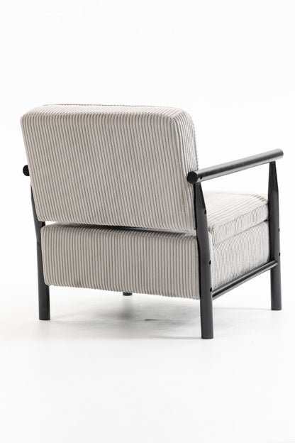 Storage Chair, Mid Century Modern Accent Chair with Wood Frame, Upholstered Living Room Chairs with Waist Cushion – Grey