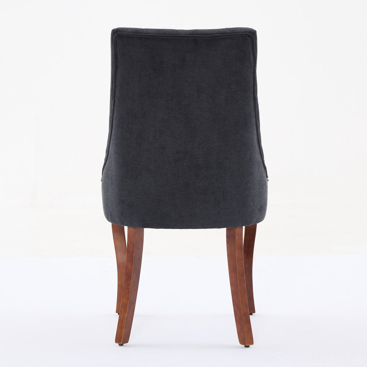 Rayon Cloth Flocking Linen Dining Chairs Channel Kitchen Dinner Chair Comfy Fabric Upholstered Accent Chair for Dining Room with Curved - Black