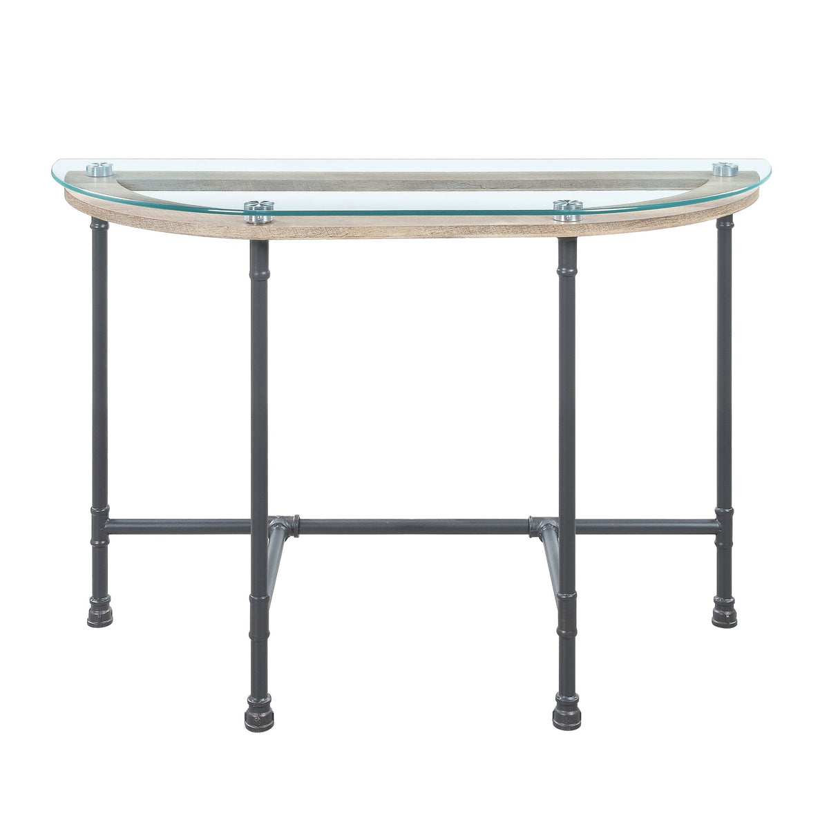 Brantley Clear Glass & Sandy Gray Finish Sofa Table