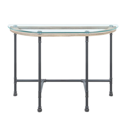 Brantley Clear Glass & Sandy Gray Finish Sofa Table