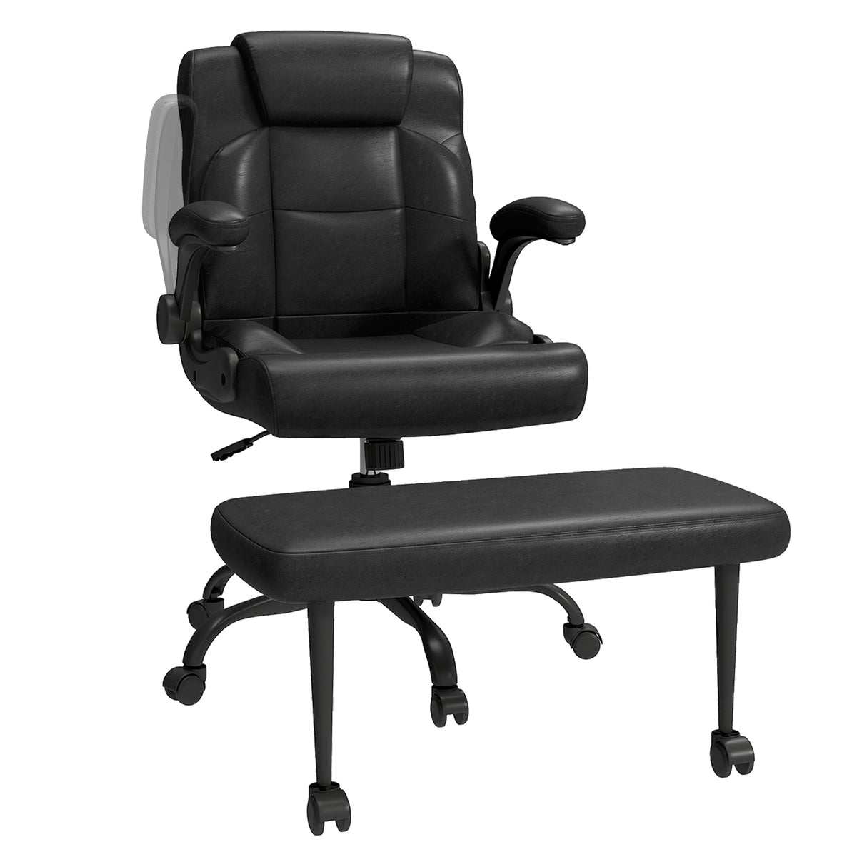 Cross Legged Office Chair with Arms, Wide Criss Cross Chair with Wheels, 360° Rotating Footrest, Height Adjustable Swivel Chair for ADHD,  Ergonomic Office Chair for Home Office Relaxing