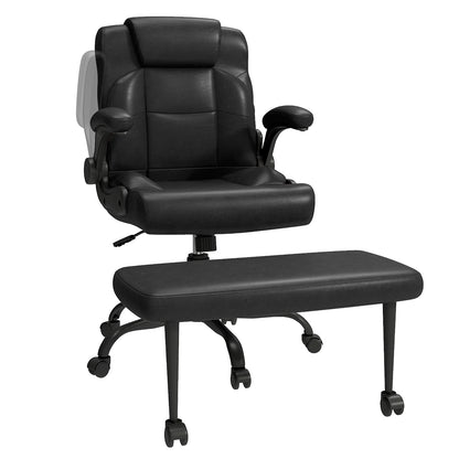 Cross Legged Office Chair with Arms, Wide Criss Cross Chair with Wheels, 360° Rotating Footrest, Height Adjustable Swivel Chair for ADHD,  Ergonomic Office Chair for Home Office Relaxing