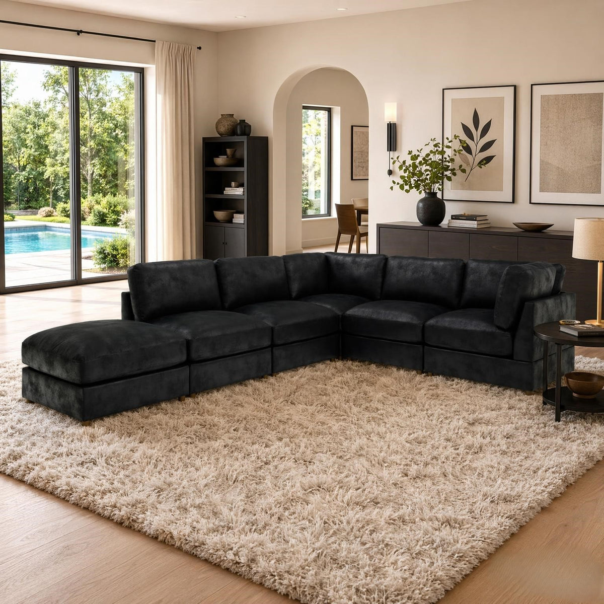 Modular Corduroy Upholstered Sectional