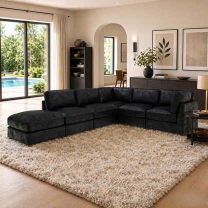 Modular Corduroy Upholstered Sectional