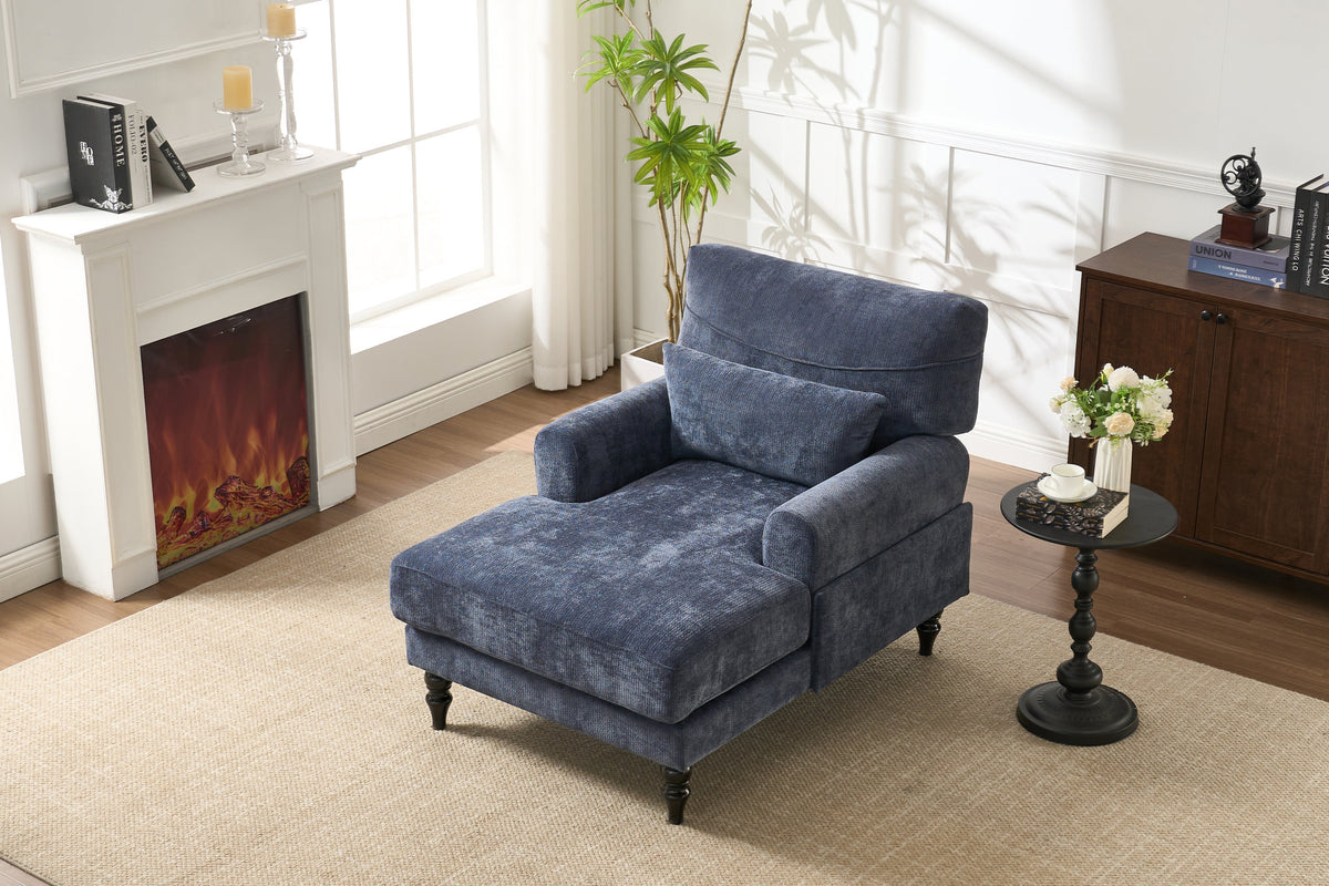 Modern Chaise Lounge , Upholstered Indoor Leisure Sofa Recliner, Chair Sleeper for Bedroom, Living Room, Study Room, Office, BLUE