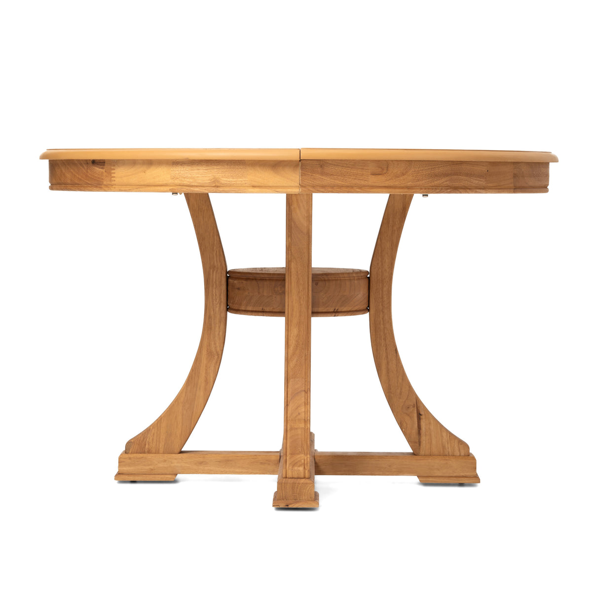 Solid Wood Round Extendable Dining Table 5-pieces Set with  Woven Back Dining Chairs,Natural Oak Finish Dinner Table Set with 4 Upholstered Cushion Seats for Kitchen Dining Room