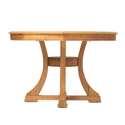 Solid Wood Round Extendable Dining Table 5-pieces Set with  Woven Back Dining Chairs,Natural Oak Finish Dinner Table Set with 4 Upholstered Cushion Seats for Kitchen Dining Room