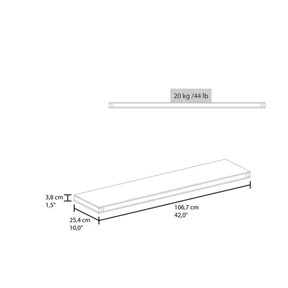42" x 10" Floating Wall Shelf, Wall-Mounted Display Ledge for Living Room, Bedroom or Office Storage