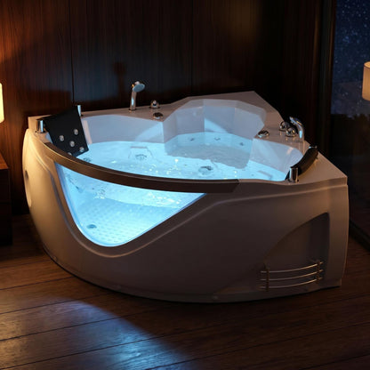59" light luxury double corner whirlpool bathtub, 20 sets of multi-directional massage nozzles, chromotherapy healing atmosphere, brand-level certified accessories