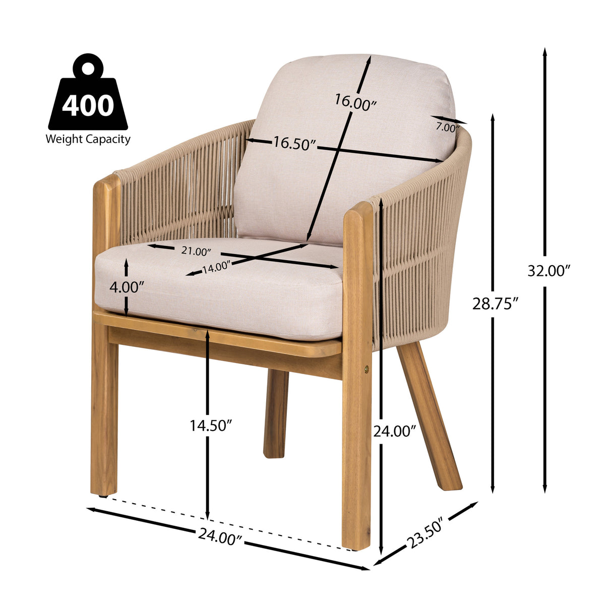 Grotta Outdoor Dining Arm Chair(Set of 2)