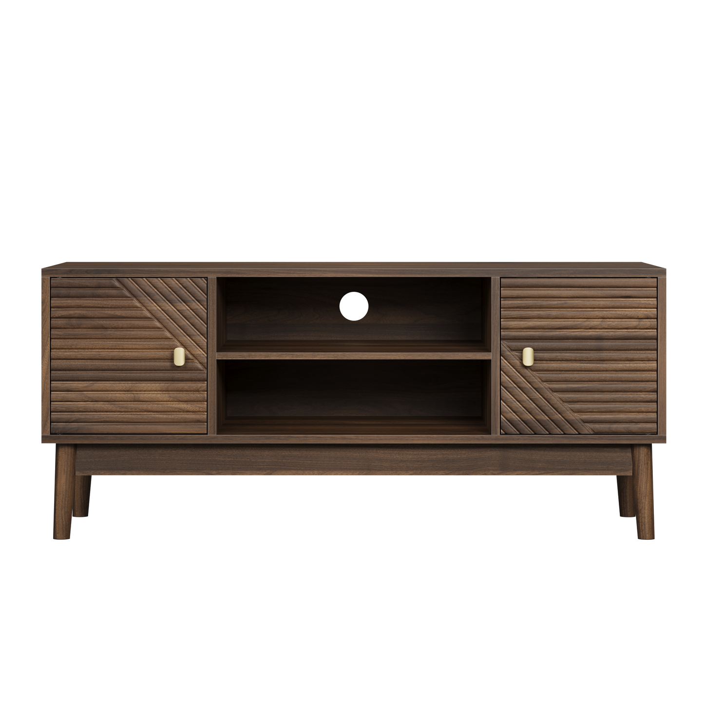 Mid-Century Modern TV Stand for 32/45 inch TV, Walnut MDF Entertainment Center with Storage, 43.31 inch Media Console Table for Living Room and Bedroom
