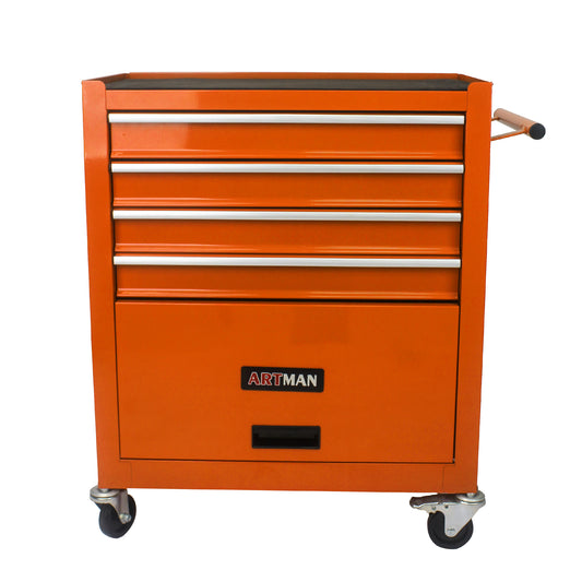 4 Drawers Multifunctional Tool Cart With Wheels-Orange