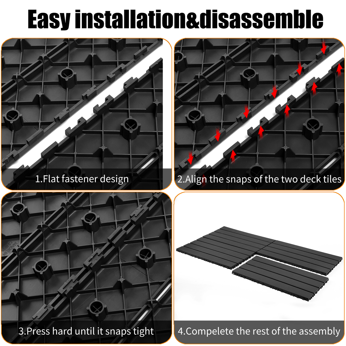 22 pieces of dark gray outdoor terrace deck tiles, DIY interlocking decking floor tiles, easy to install patio tiles, suitable for indoor and outdoor balcony backyard poolside DARK GRAY